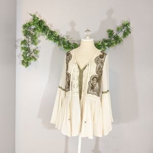 Free People Bell Sleeve Cream Blouse